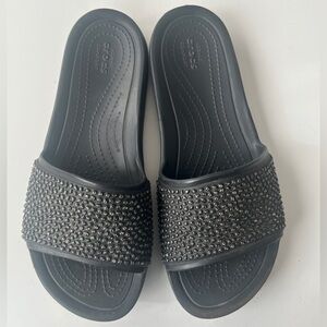 Crocs Sloane Embellished Slide Sandals Black